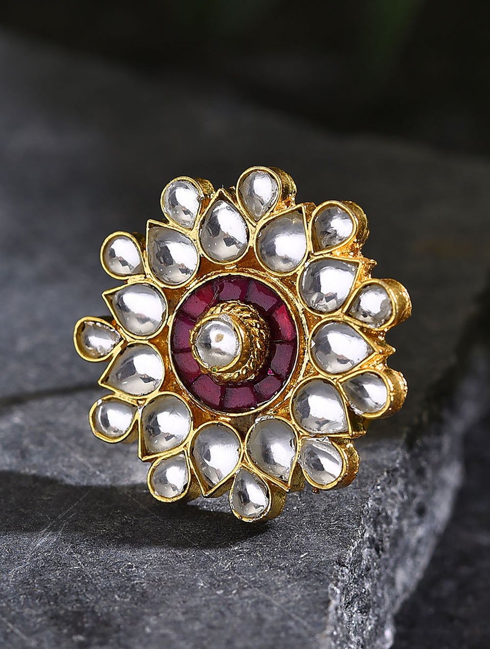 92.5 Silver kundan Ring -adjustable size – Aarzu Collections