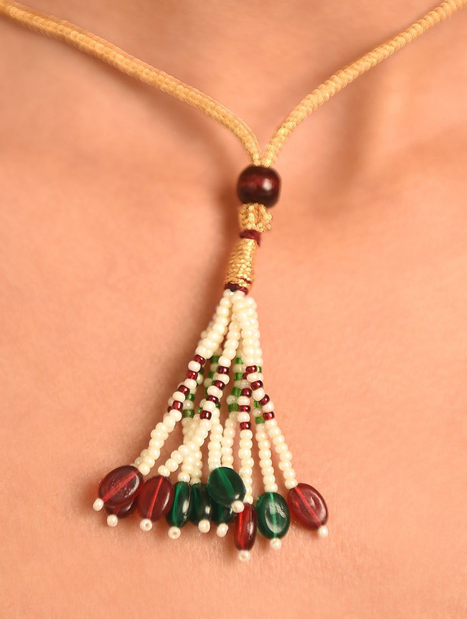 Women Red Gold Tone Foiled Kundan Choker Necklace