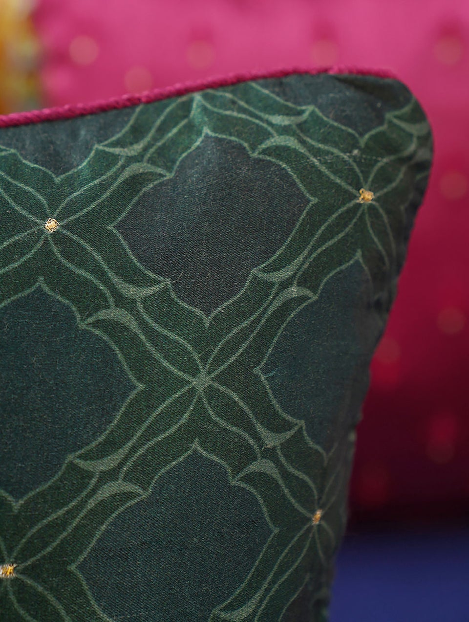 Green Mushru Embroidered Cushion Cover
