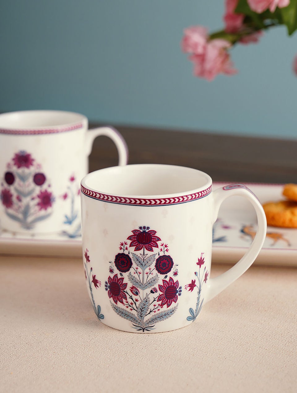 Mughal Inspired Porcelain Mug in A Gift Box