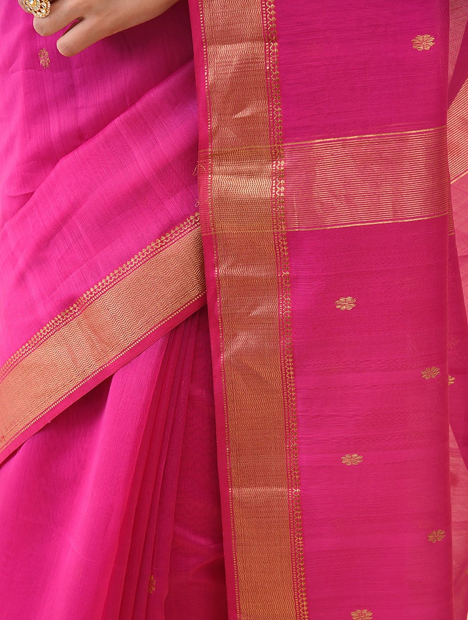 Women Pink Handwoven Maheshwari Silk Cotton Saree
