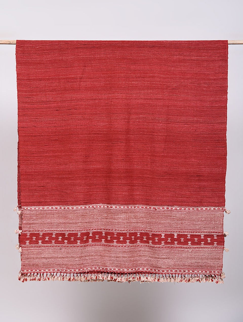 Women Red Handwoven Bhujodi Wool Shawl