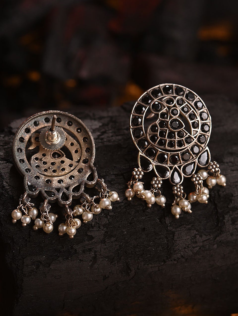 Women Silver Push Back Brass Studs