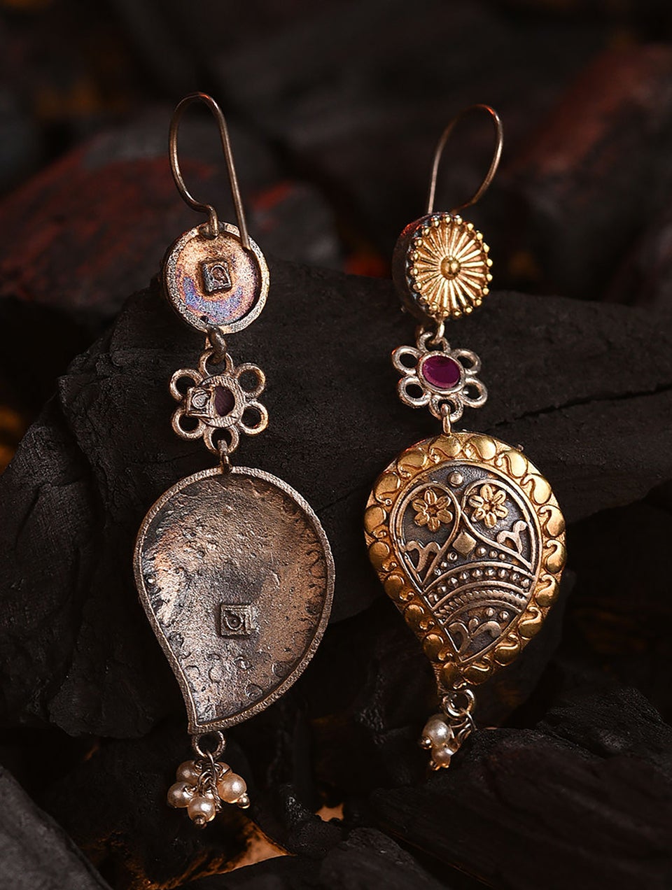 Women Silver Fish Lock Brass Danglers