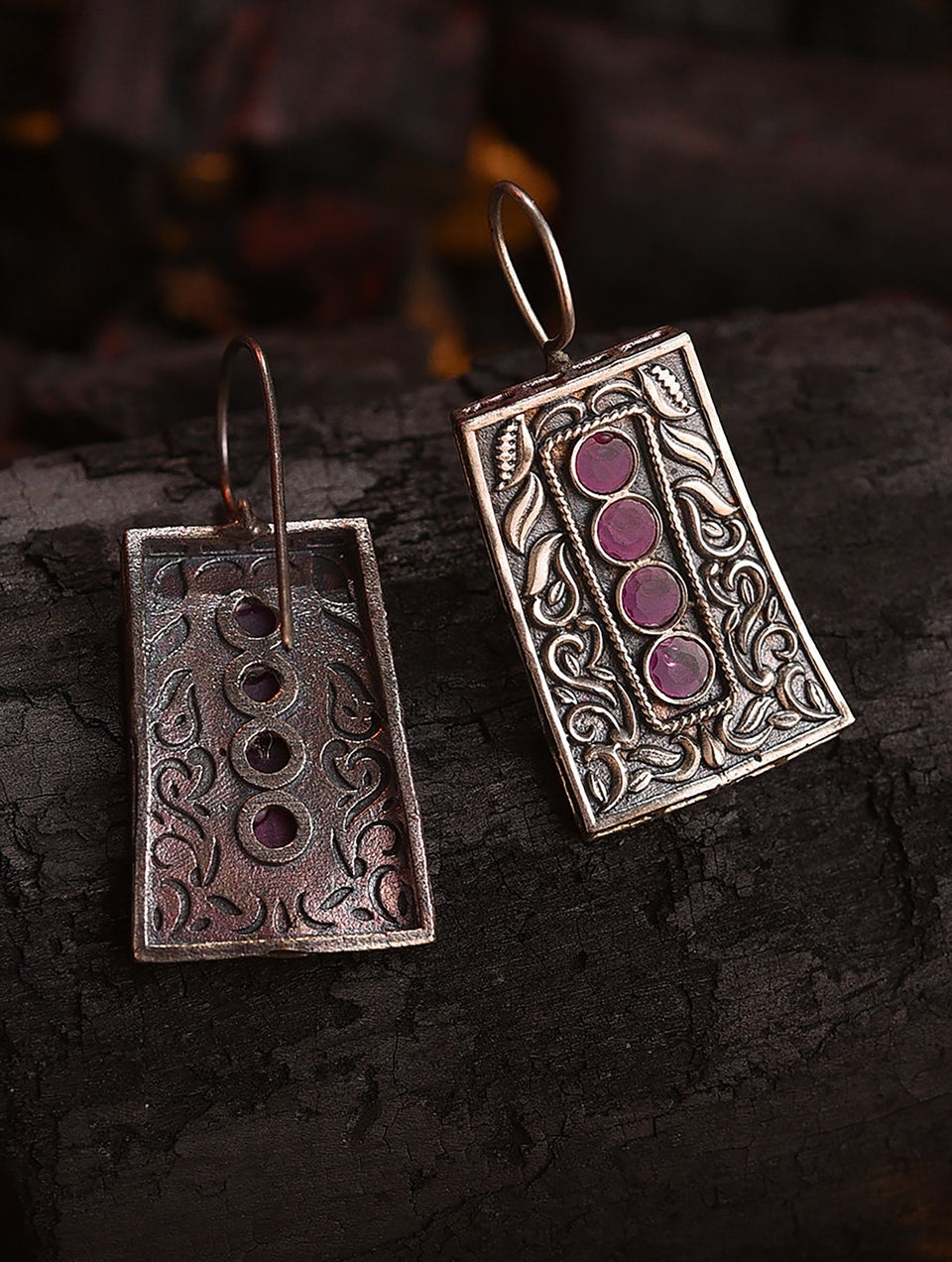 Women Silver Fish Lock Brass Danglers