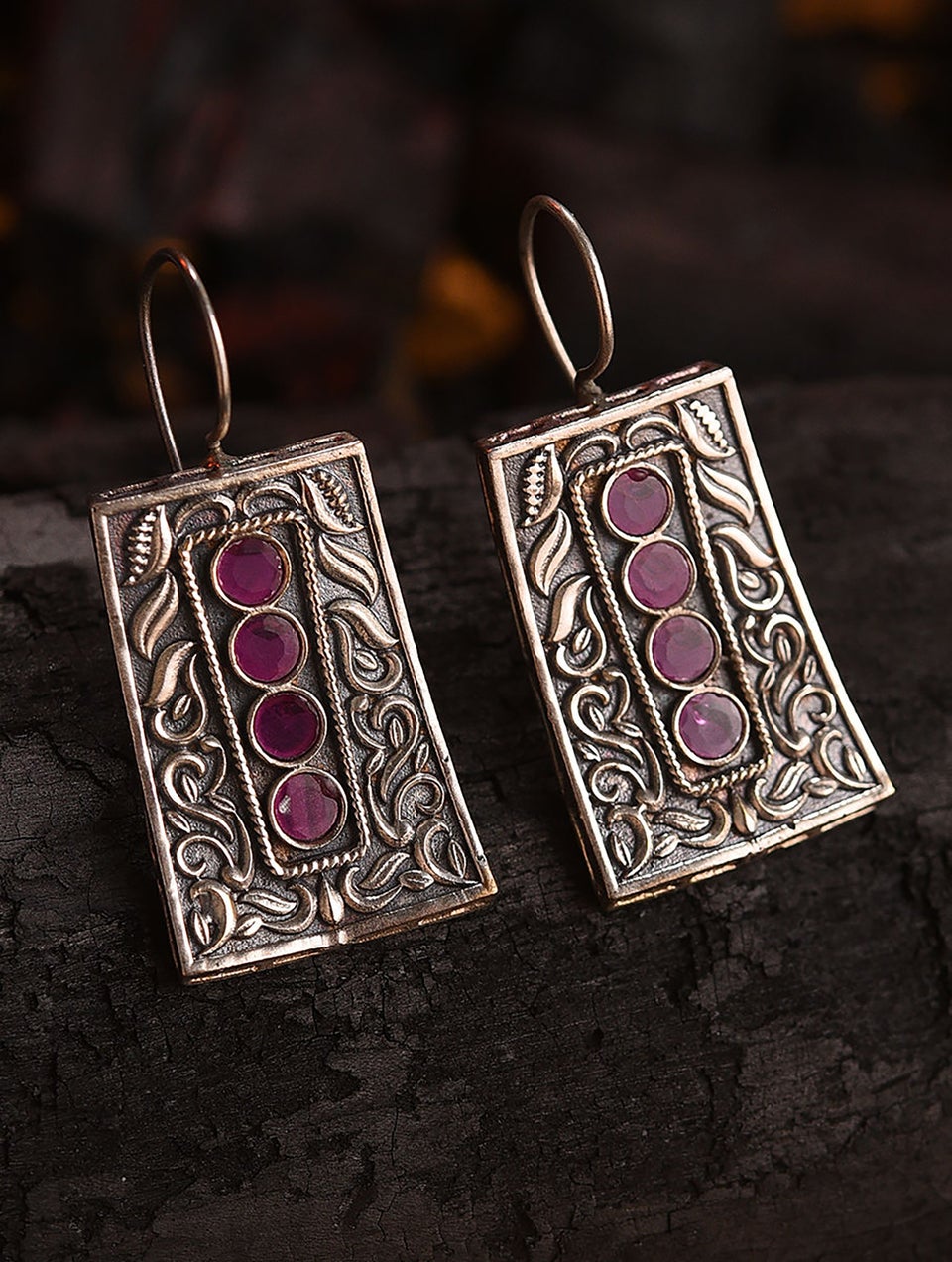 Women Silver Fish Lock Brass Danglers