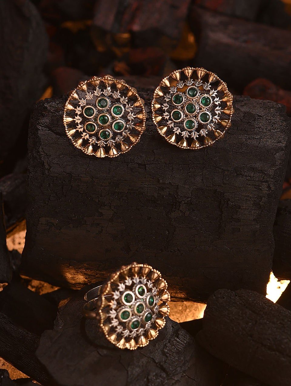 Women Silver Push Back Brass Studs