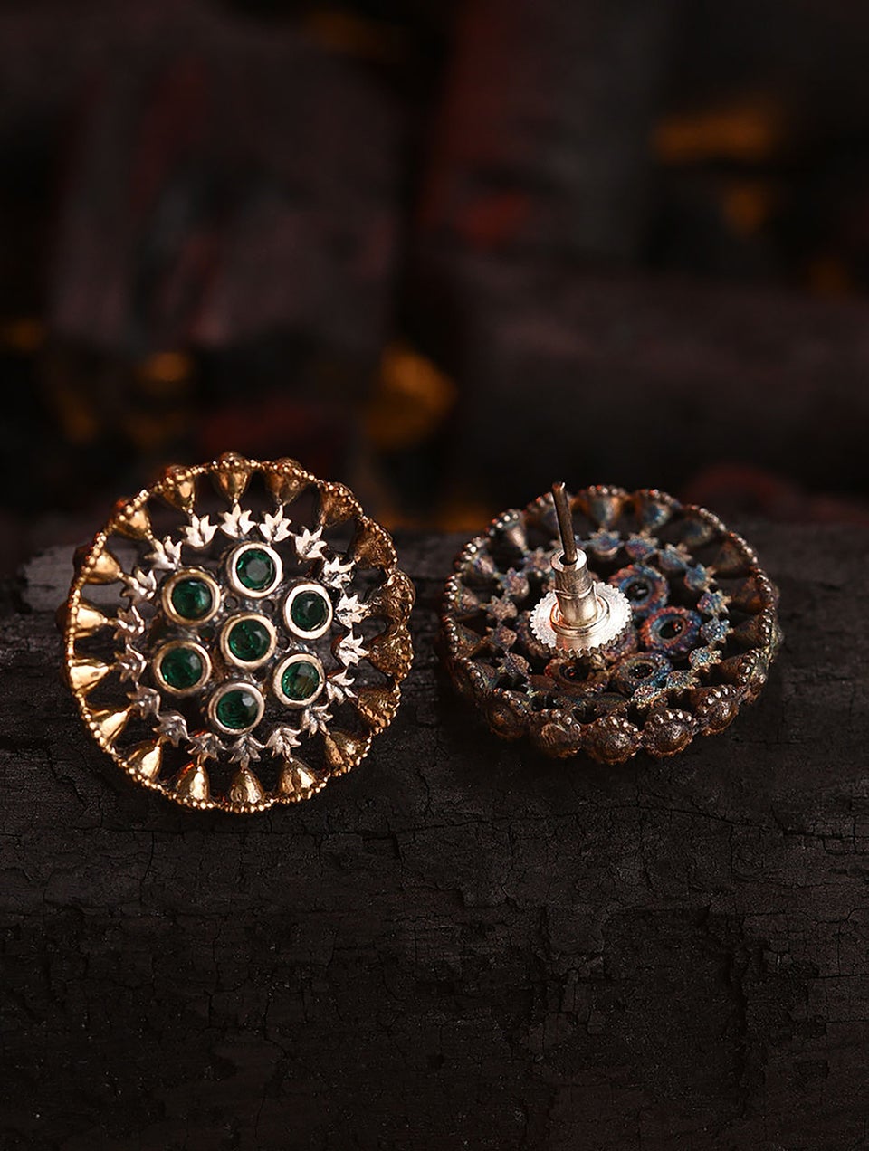 Women Silver Push Back Brass Studs