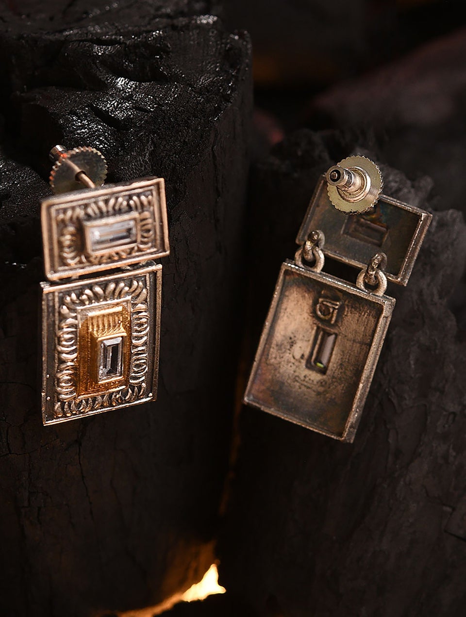 Women Silver Push Back Brass Top