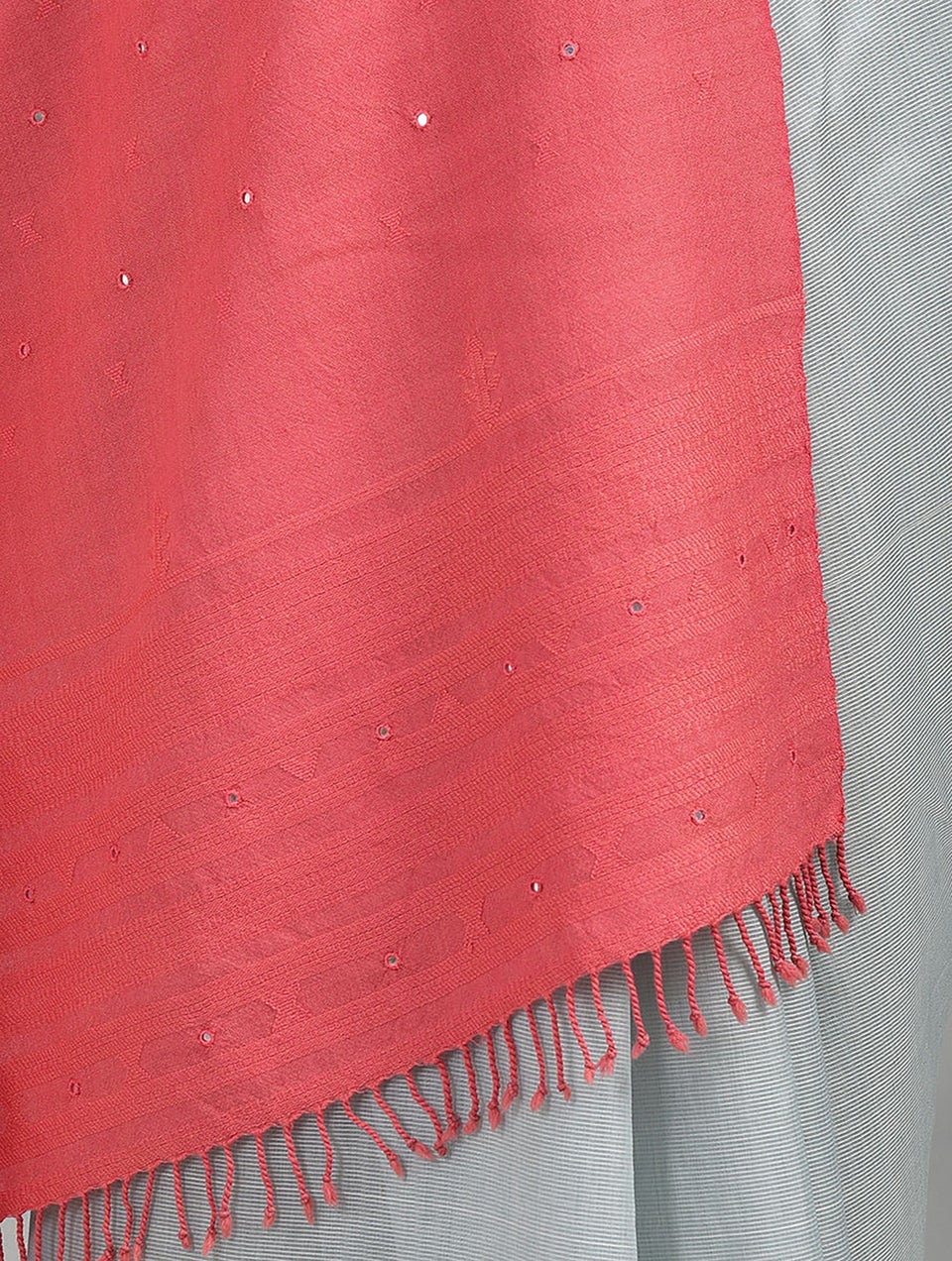 Women Pink Handwoven Bhujodi Wool Shawl