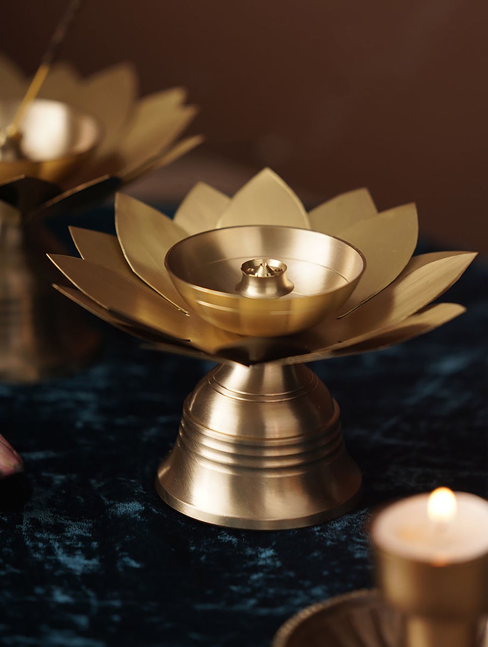 Brass Lotus Shaped Incense Stick Holder