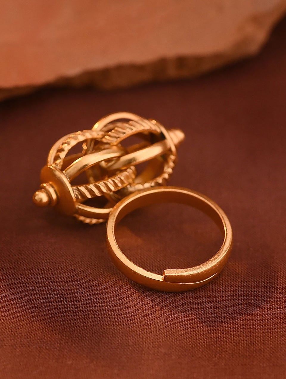 Women Gold Tone Silver Ring