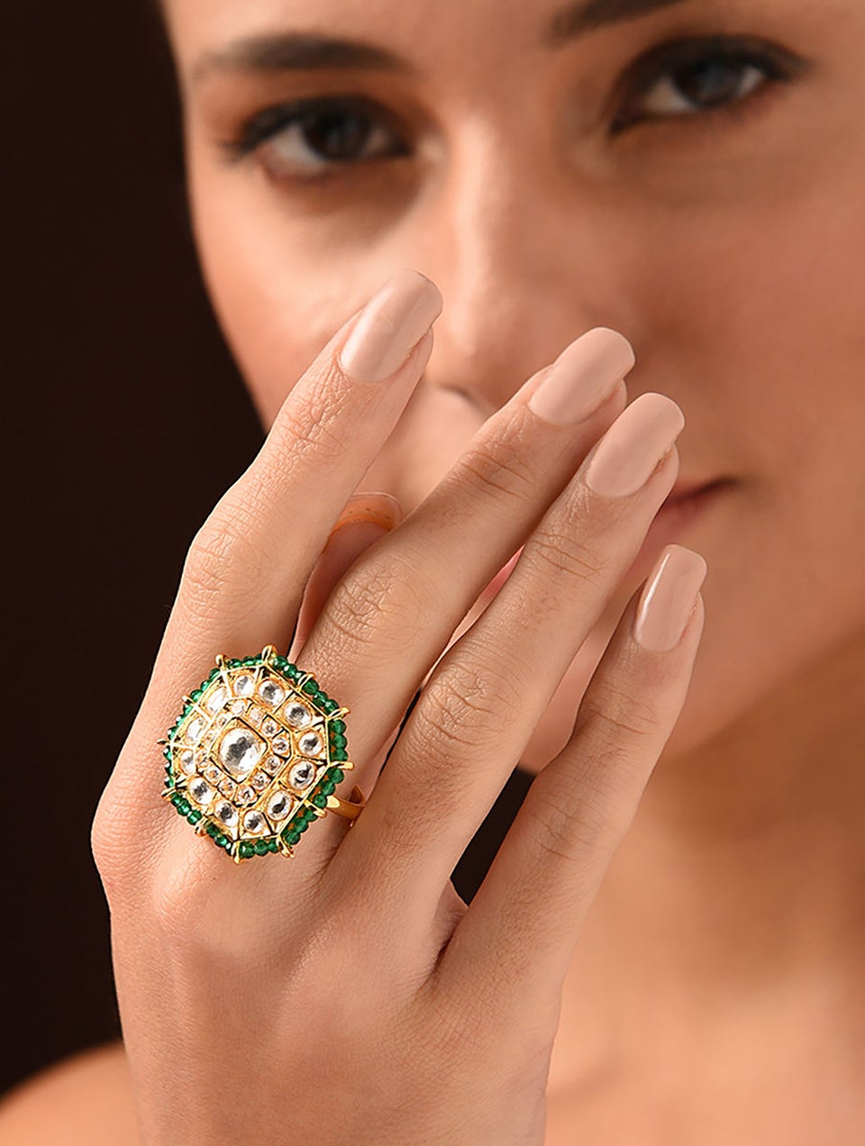 Green Gold Tone Ring