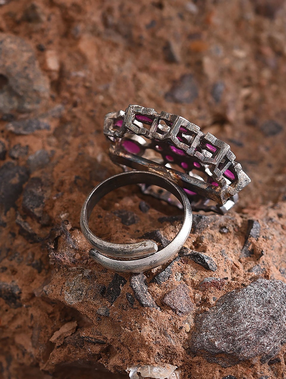 Women Silver Push Back Brass Top