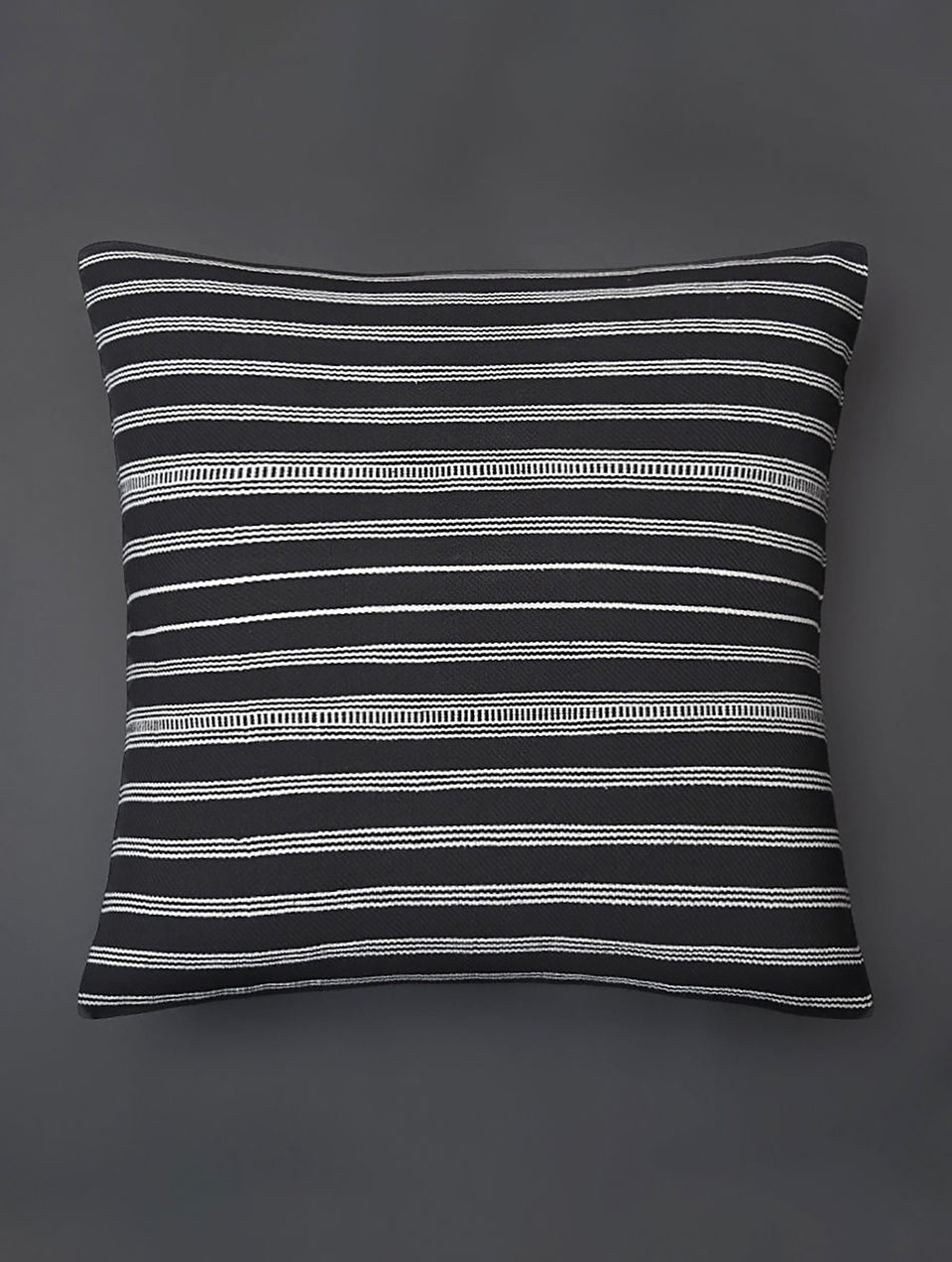 Black and White Handwoven Kashida Cushion Cover