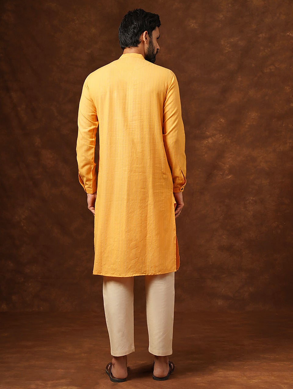 Men Yellow Cotton Regular Fit Kurta - 38