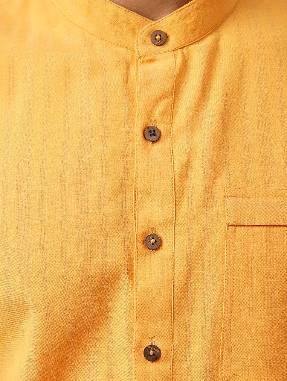 Men Yellow Cotton Regular Fit Kurta - 38