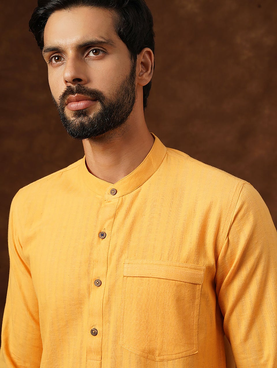 Men Yellow Cotton Regular Fit Kurta - 38