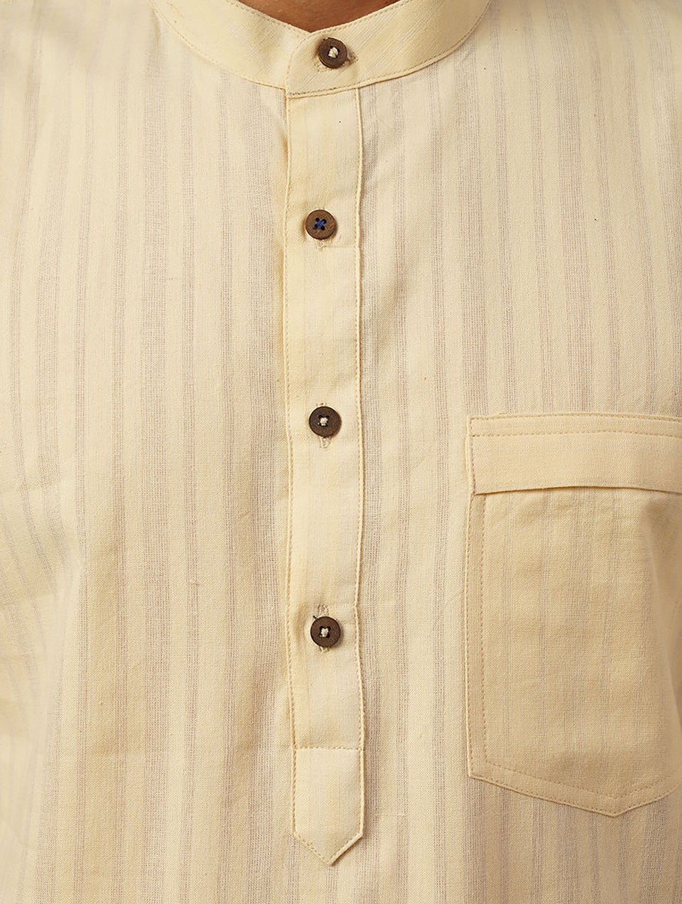 Men Ivory Cotton Round Neck Regular Fit Kurta - 38