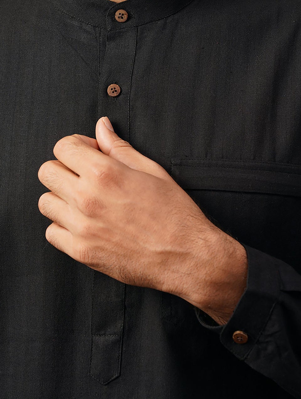 Men Black Cotton Regular Fit Kurta - 38