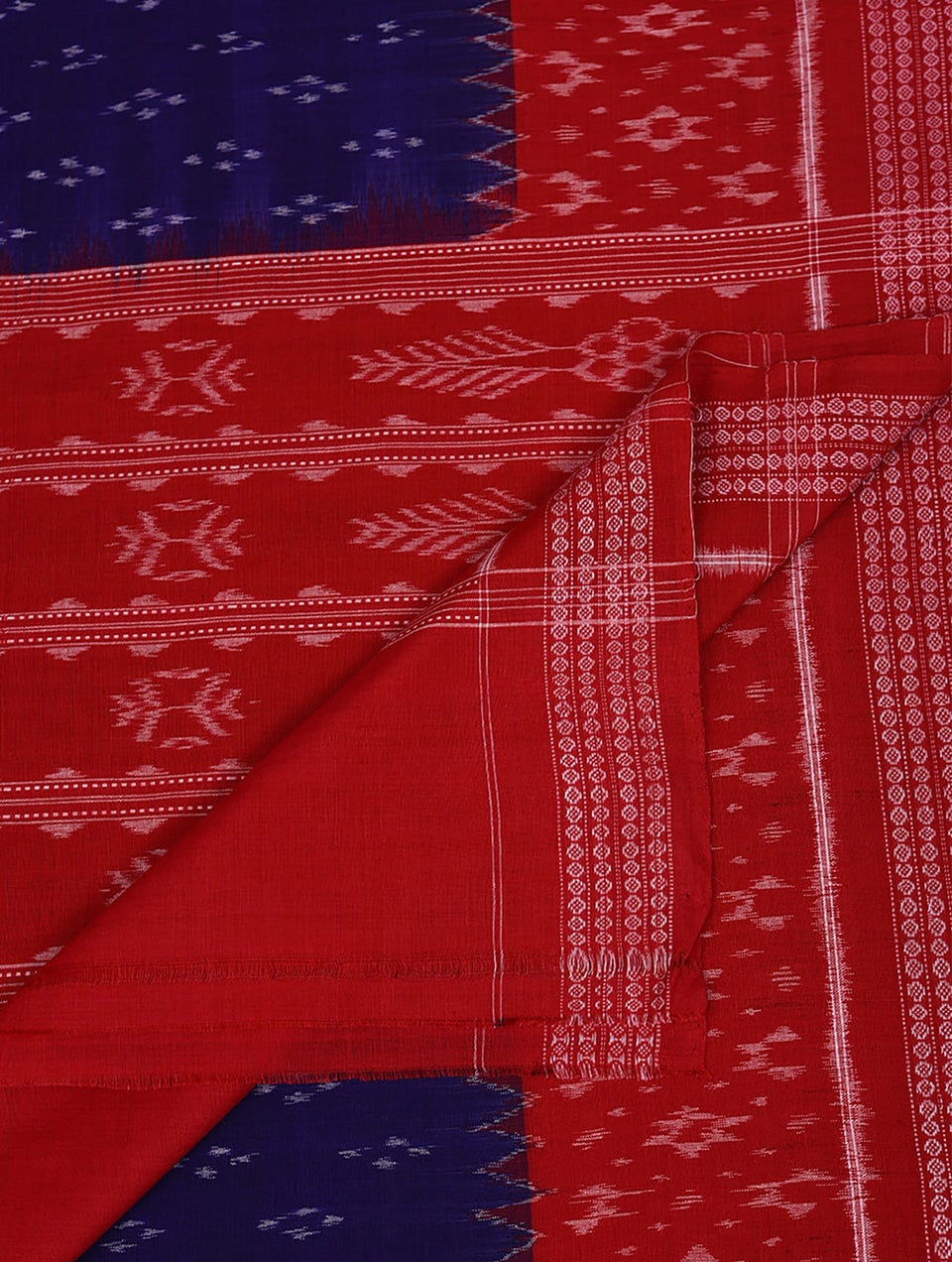 Women Red Handwoven Sambalpuri Ikat Cotton Dupatta