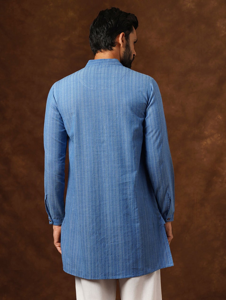 Men Navy Blue Cotton Round Neck Regular Fit Kurta - 38