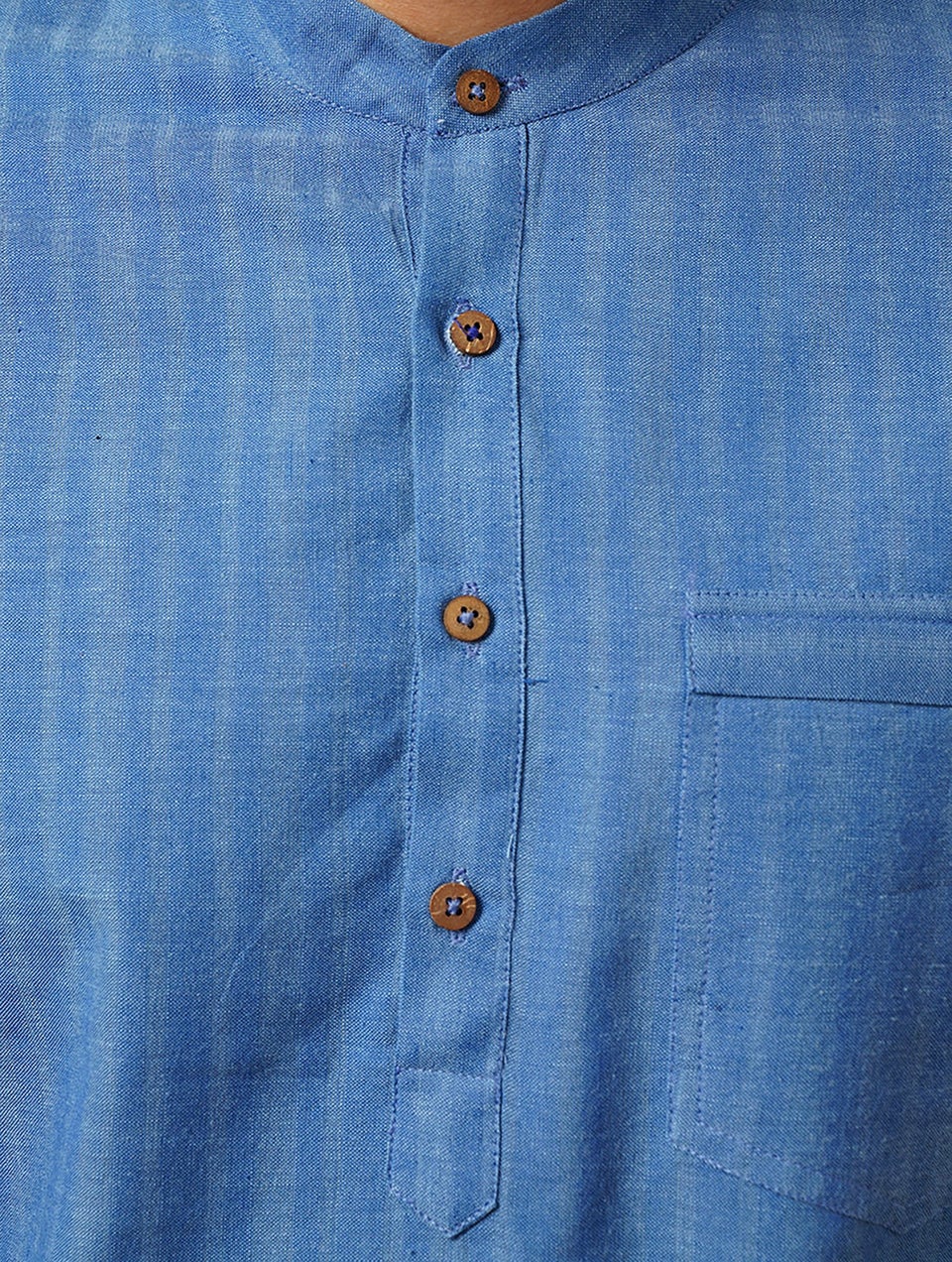 Men Navy Blue Cotton Round Neck Regular Fit Kurta - 38