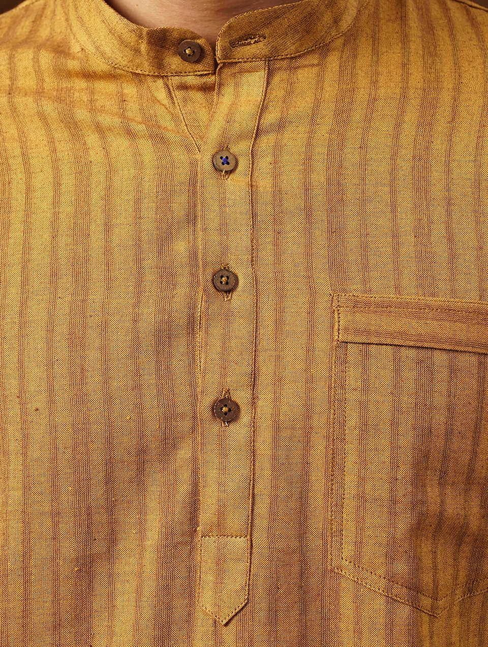 Men Mustard Yellow Cotton Round Neck Regular Fit Kurta - 38