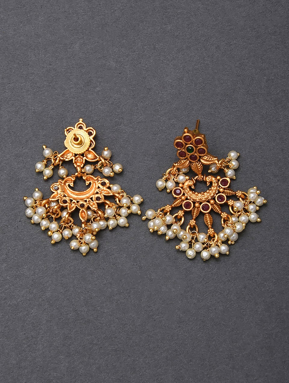 Women Pink Gold Tone Temple Necklace With Earring