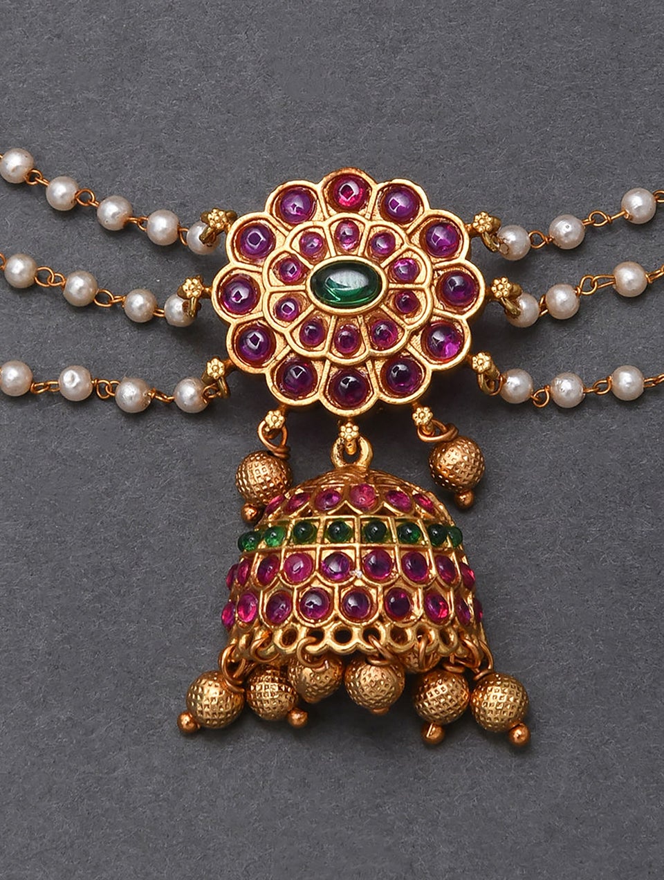 Women Pink Green Gold Tone Temple Juda Pin