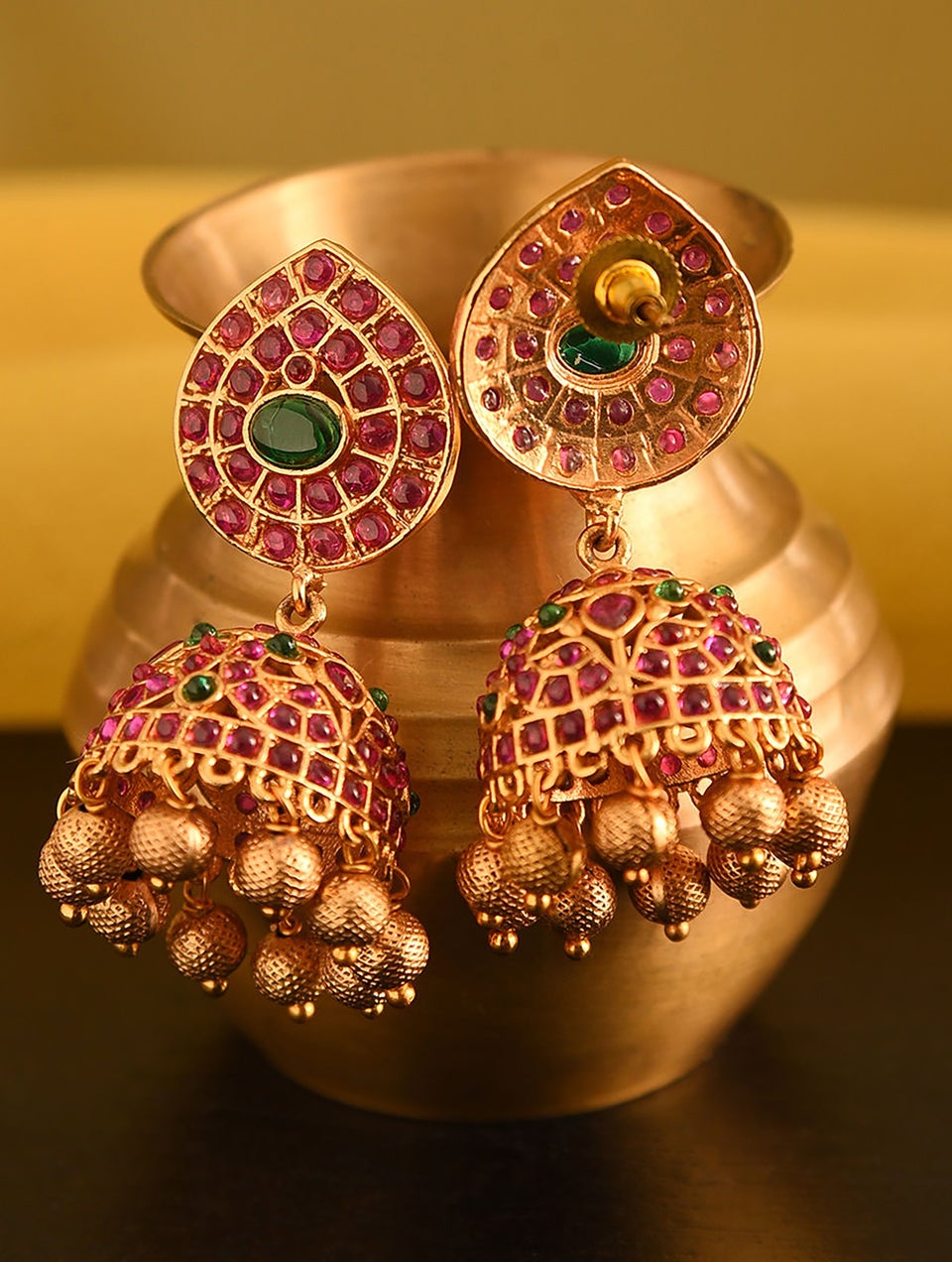 Women Gold Push Back Brass Jhumki