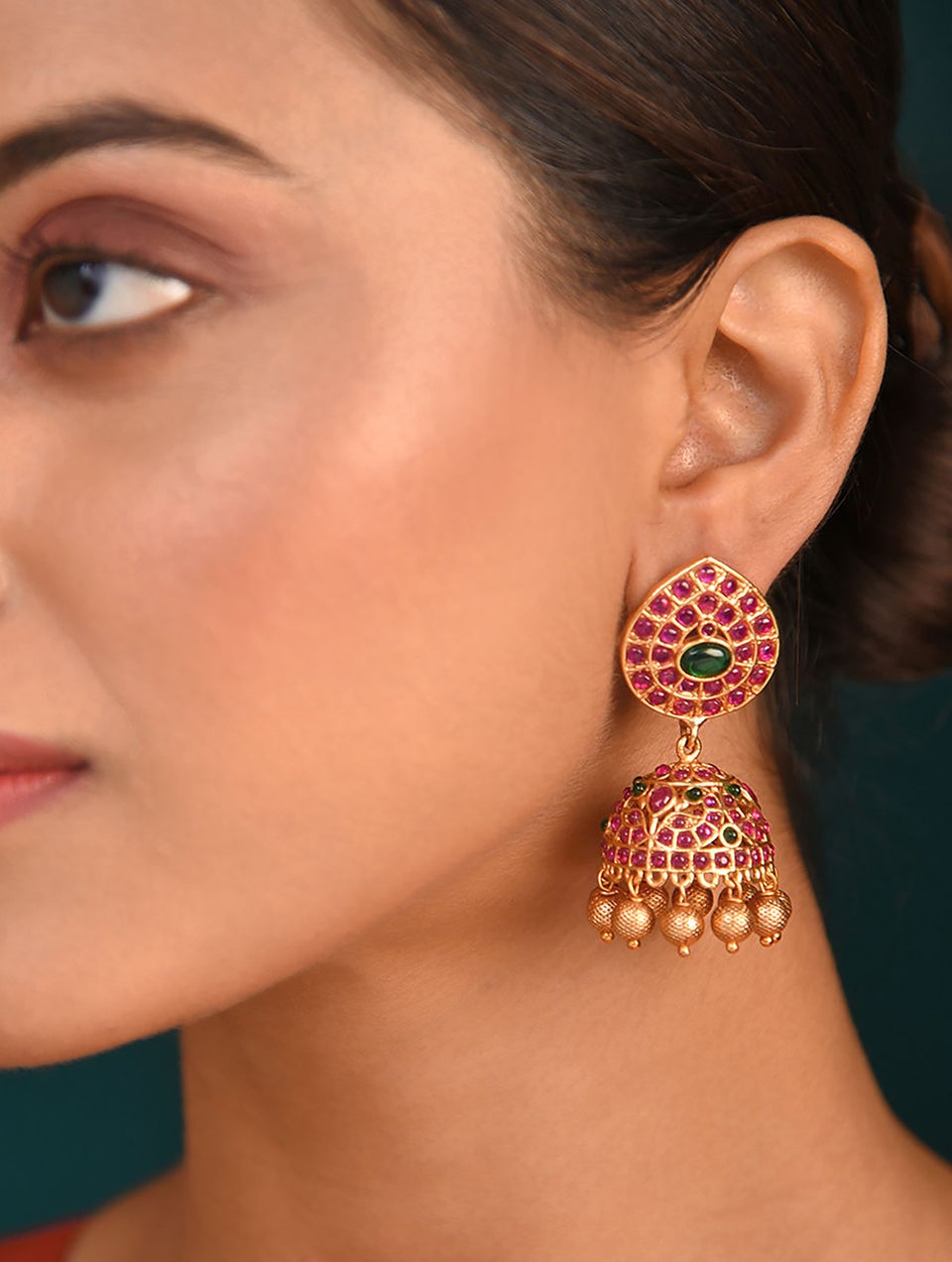 Women Gold Push Back Brass Jhumki