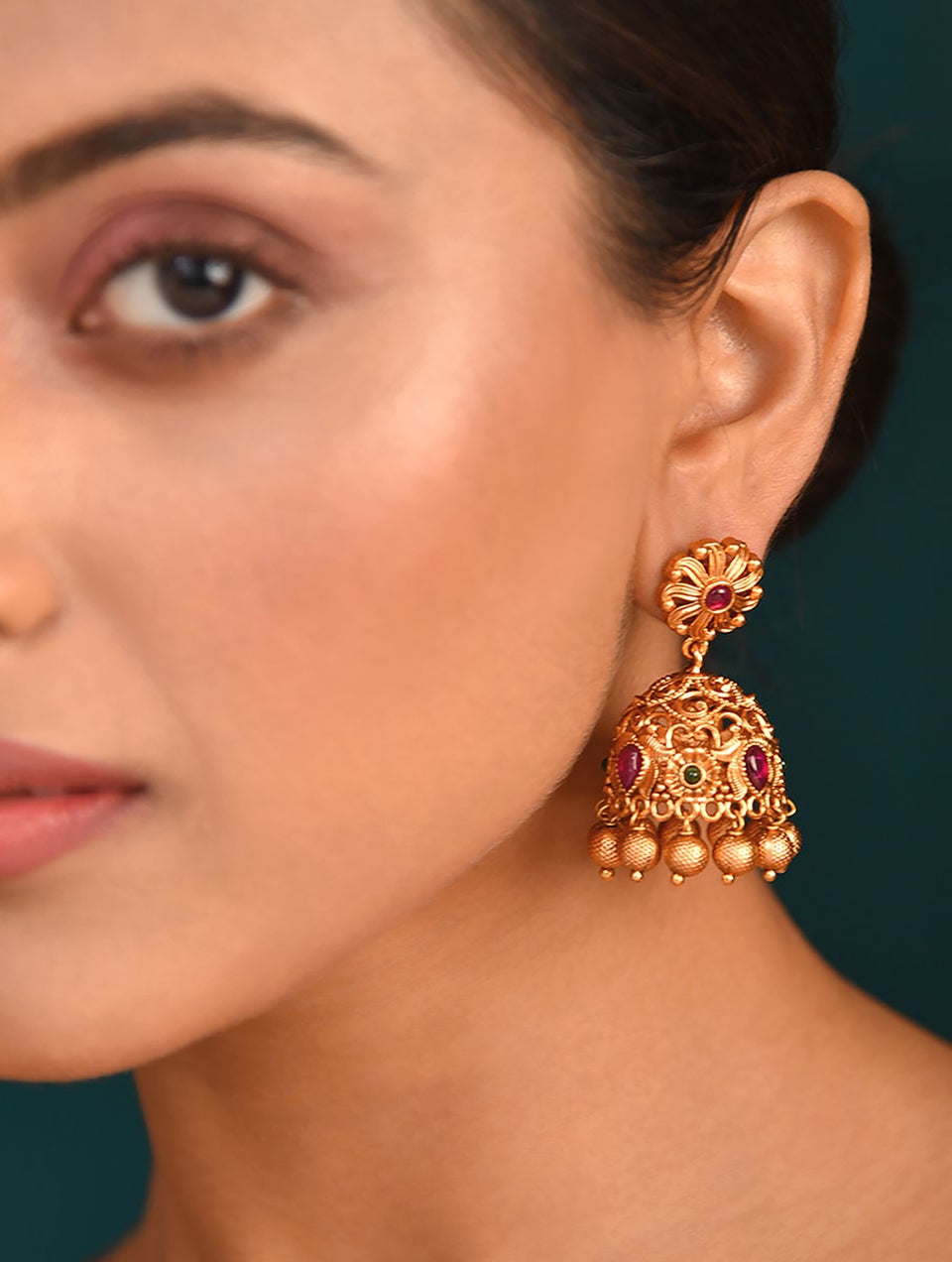 Women Gold Push Back Brass Jhumki
