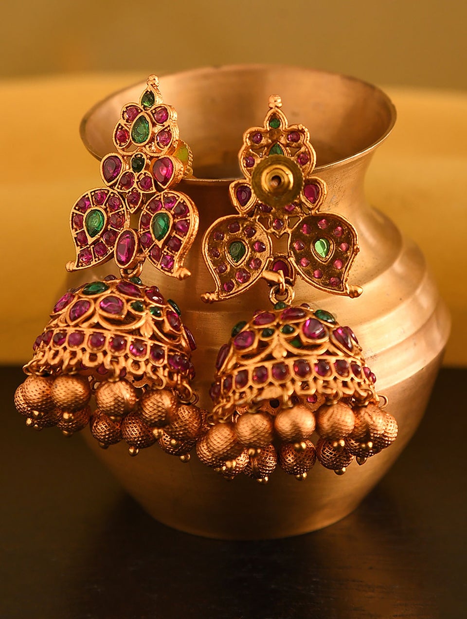 Women Gold Push Back Brass Jhumki