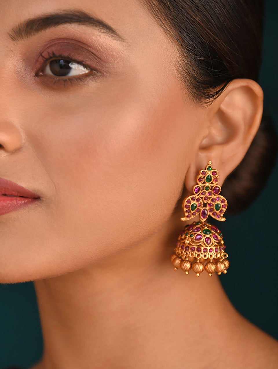 Women Gold Push Back Brass Jhumki