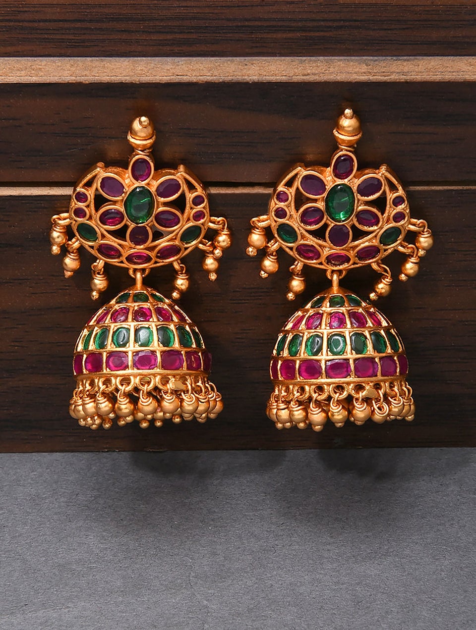 Women Gold Push Back Brass Jhumki