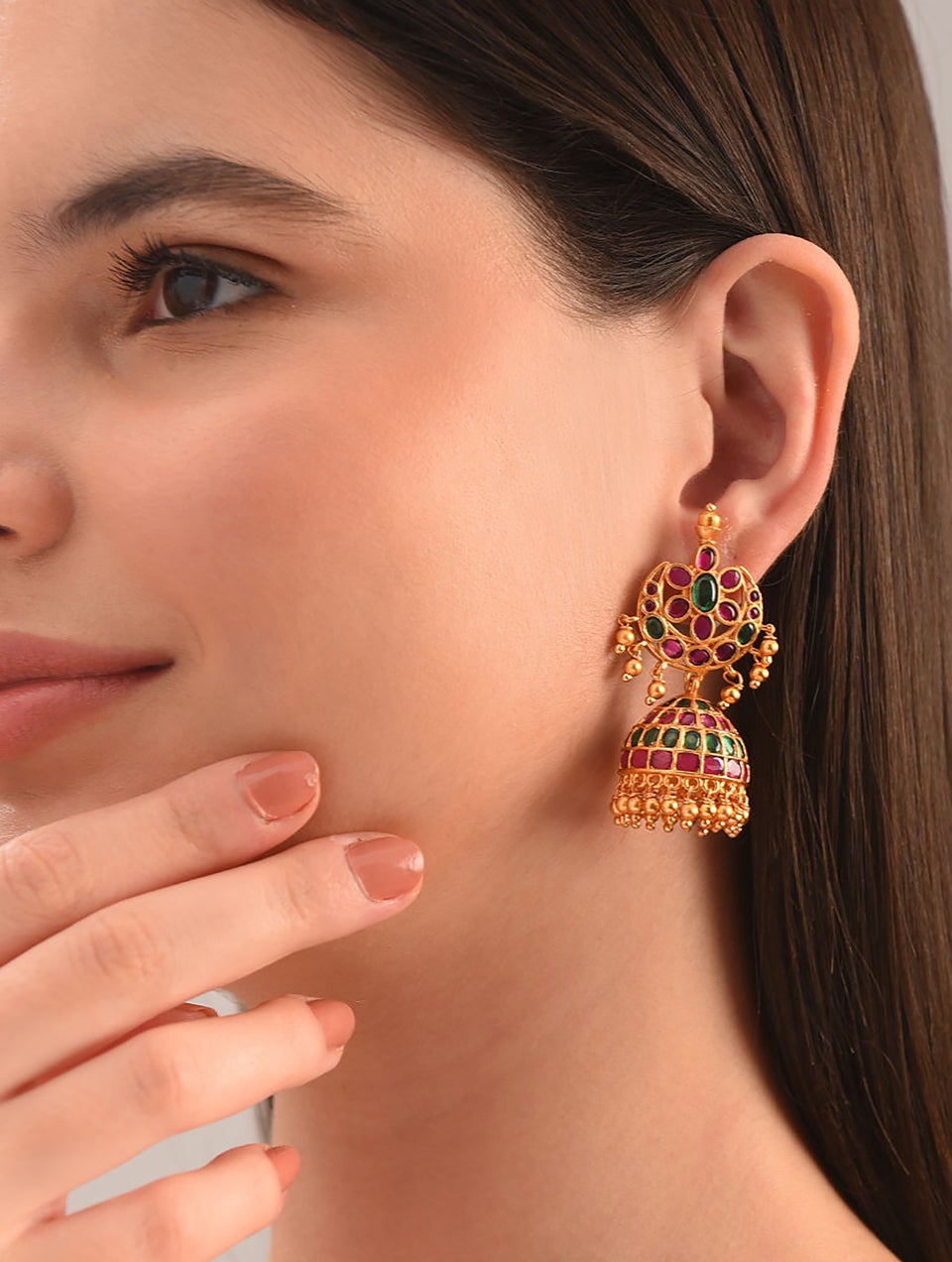 Women Gold Push Back Brass Jhumki