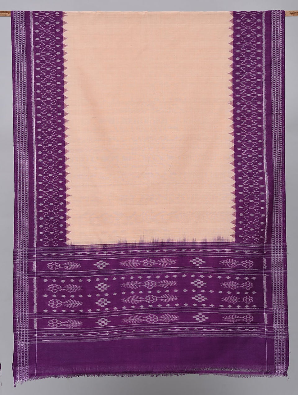 Women Purple-Beige Handloom Sambalpuri Ikat Cotton Dupatta
