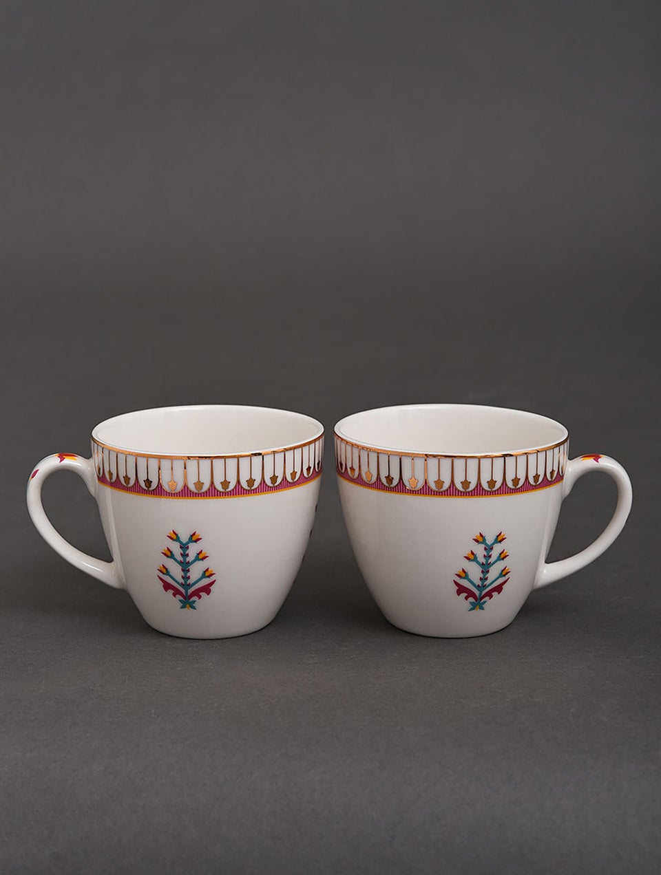 Handcrafted Porcelain Paithan Tea Cups With 24 Karat Gold Work In A Gift Box