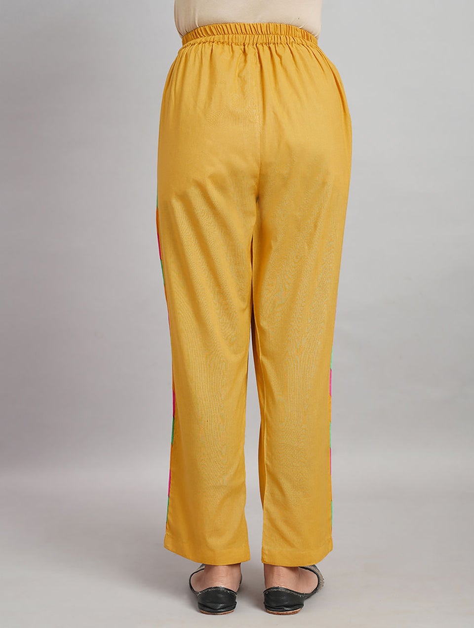 Mustard Elasticated Waist Cotton Pants - XL