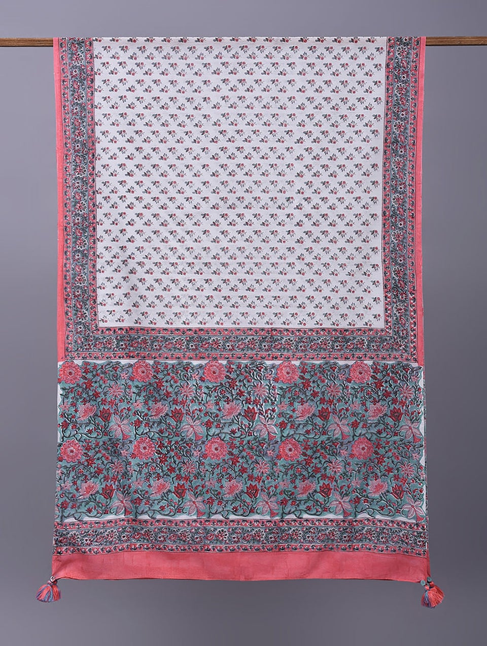 Women Multicolour Block Printed Silk Cotton Dupatta