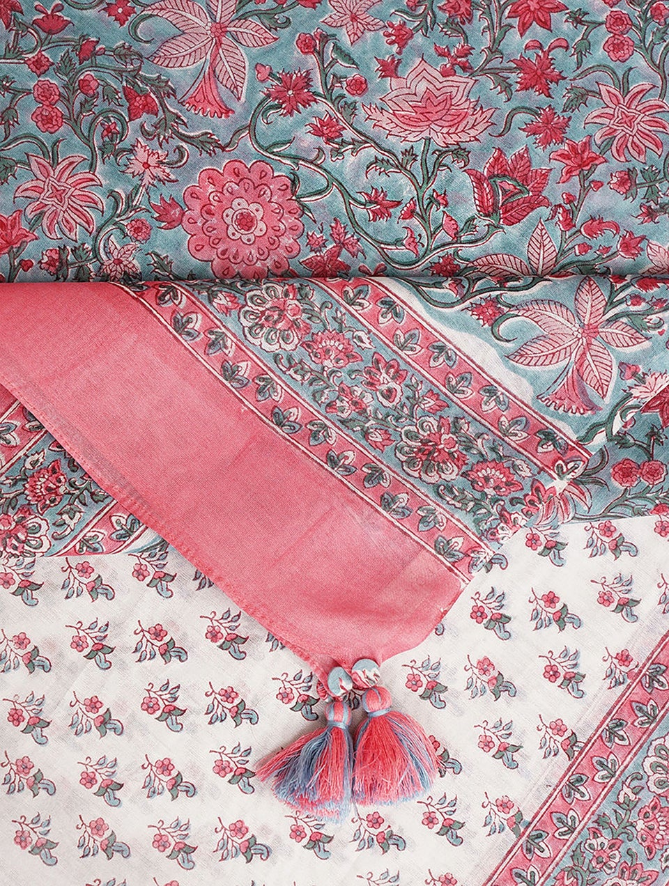 Women White Cotton Silk Block Print Collection Dupatta