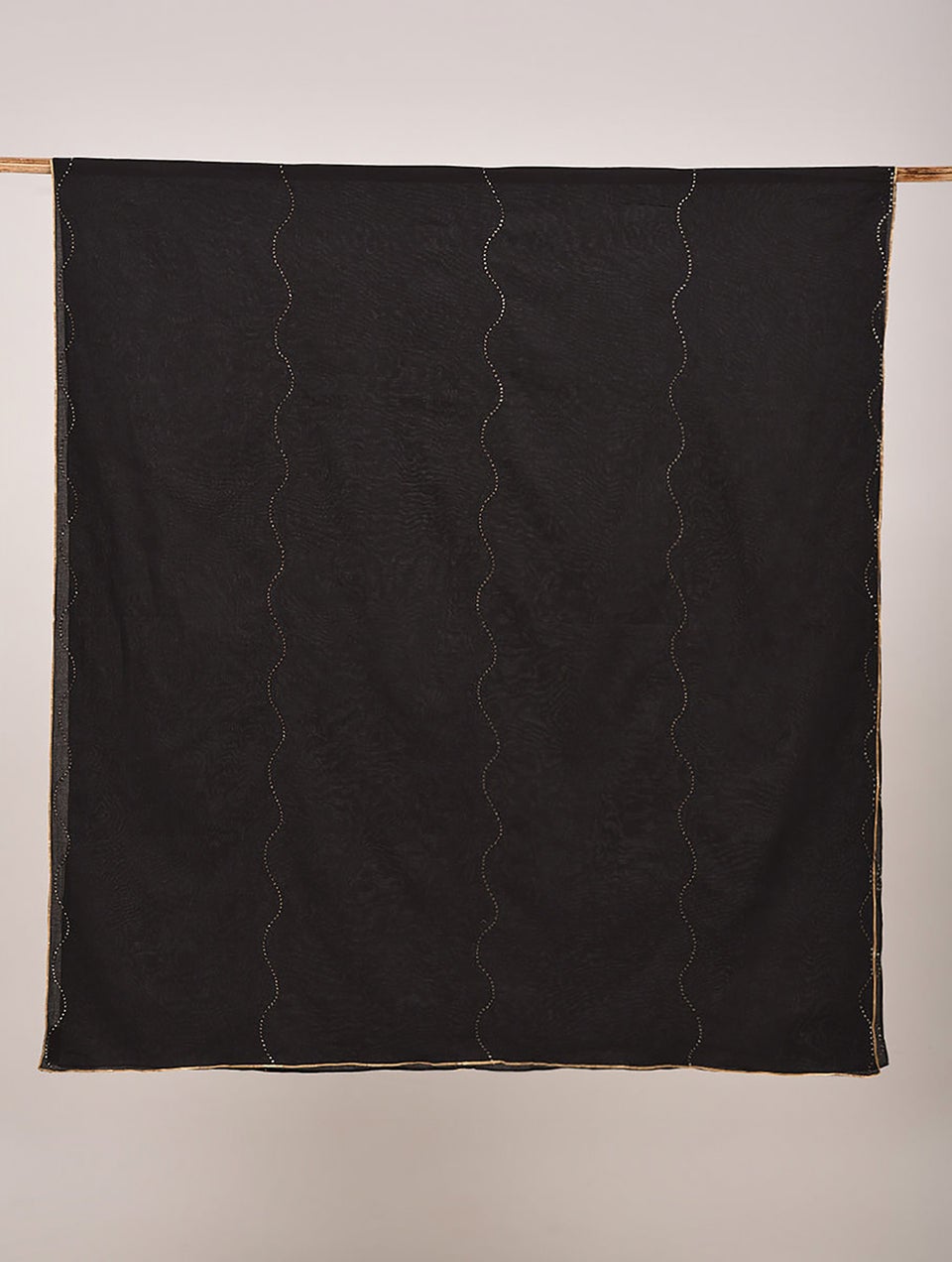 Women Black Mukaish Cotton Dupatta