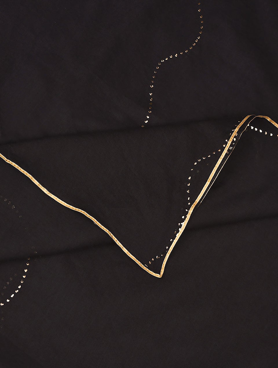 Women Black Mukaish Cotton Dupatta