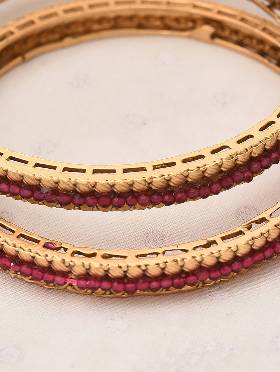 Women Pink Gold Tone Bangles - 2/3 -