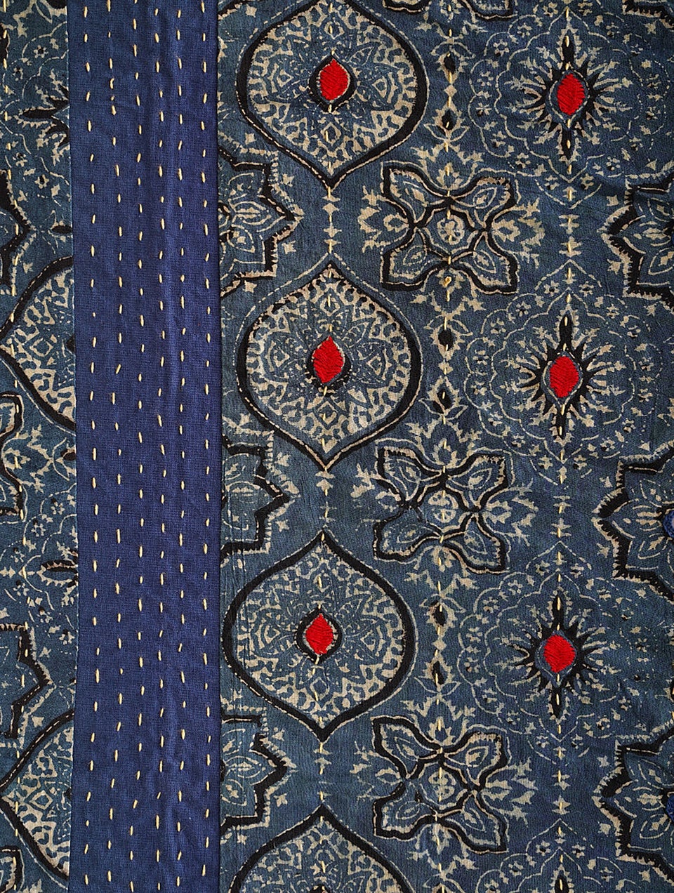Multicolour Cotton Block Print Bedcover