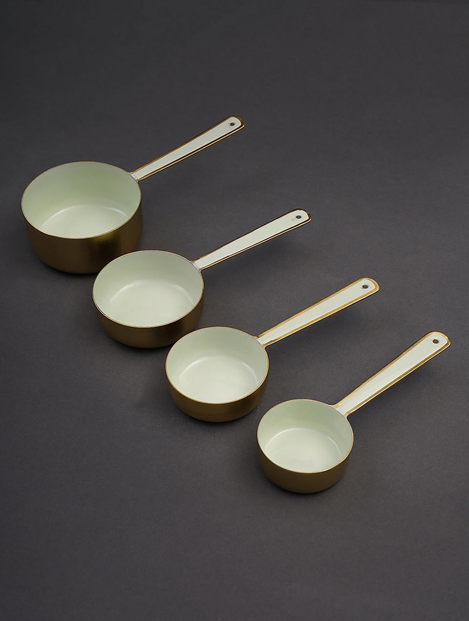 Lime Green And Golden Stainless Steel Measuring Cups