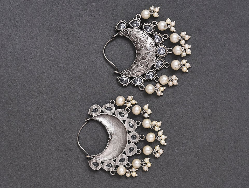 Tribal Silver Tone Earrings