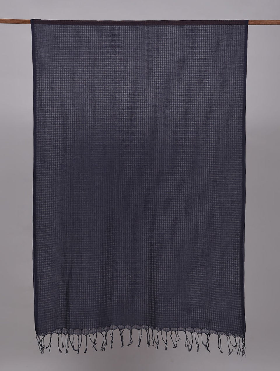 Indigo Handwoven Missing Check Cotton Dupatta