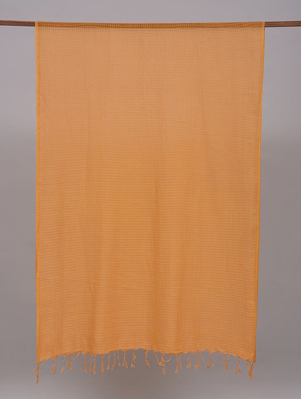 Women Orange Cotton Hand Woven Dupatta